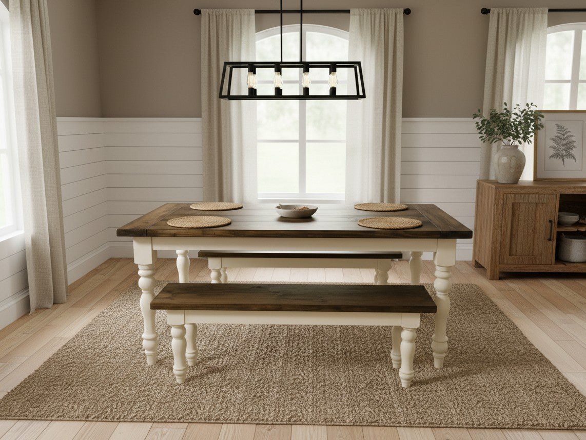 5-Foot Farmhouse Dining Table – Dark Walnut & Antique White