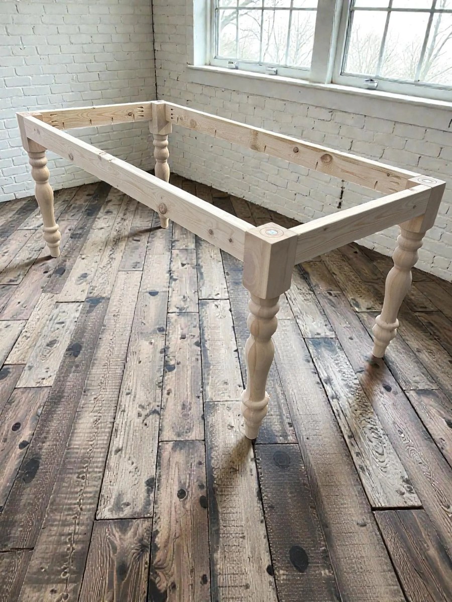 Turned-Leg Farmhouse Table Base Kit — 5- & 6-Foot Tops